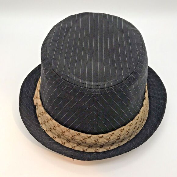 Peter Grimm Black Pin Stripe Fedora Hat Men's size S/M Lined Hat Band Rabbit Pin - Picture 11 of 11